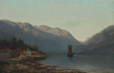 Philip Barlag : Norwegian mountain scape with lake.