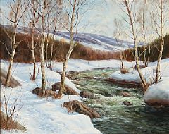 Jens Christian Bennedsen : Winter landscape with a stream