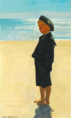 Einar Hein : A young boy Otto Svendsen on the beach, Skagen