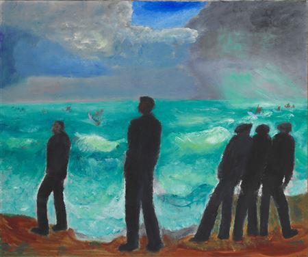 Jens Sondergaard : 'Mennesker ved havet, storm' (Figures by the sea, Storm)