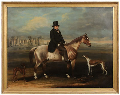 Samuel Spode : Gentleman on Horse, Stonehenge in distance