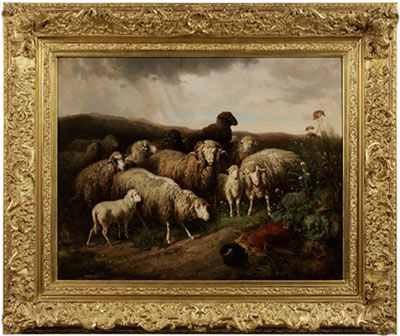 Louis (Ludwig) Reinhardt : Sheep in a Stormy Landscape