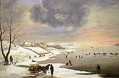 Christian David Gebauer : Winter Landscape with the Church of Brabrand