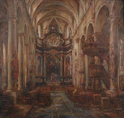 Frans Ros : Intérieur de l'église du béguinage de Lierre.