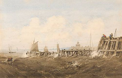 William Philip Barnes Freeman : Rough seas at Yarmouth harbour