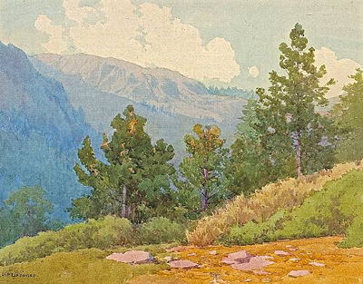 Lorenzo Palmer Latimer : MOUNTAINS AT FALLEN LEAF, CALIFORNIA