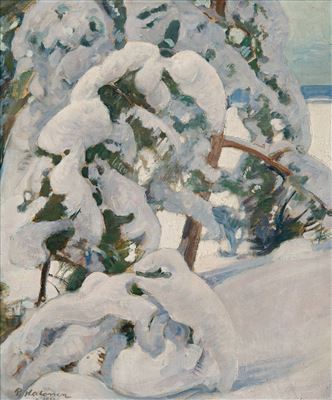 Pekka Halonen : SNOWY PINE TREES