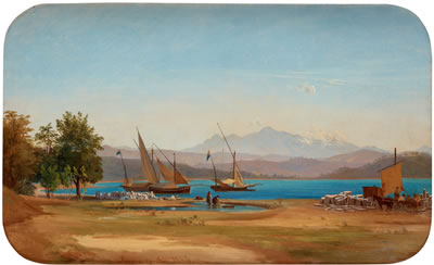 Josef Magnus Stack : View from La Spezia towards the bay (Shipping of Carrarra marble)