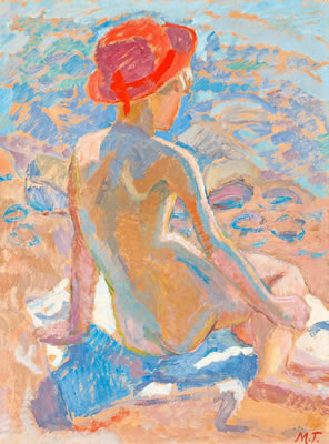 Mollie Faustman : 'Flicka med röd hatt' (Girl with red hat). (d)