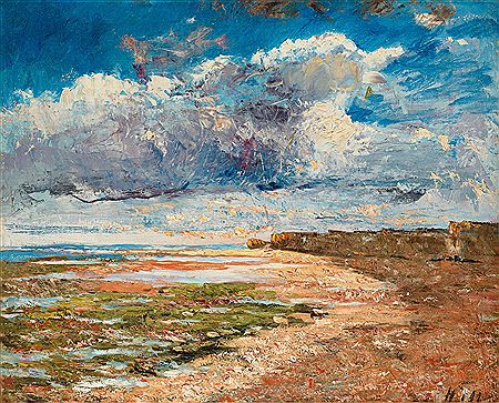 Carl Frederik Hill : Dark clouds over the cliffs, Luc-sur-Mer