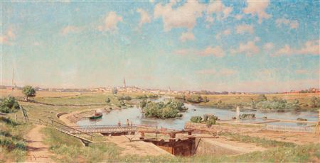 Johan Krouthen : 'Totalvy över Linköping från Tannefors 1884' (View over Linköping from Tannefors 1884)