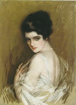 Harrison Fisher : Portrait of a Lady with Dark Hair