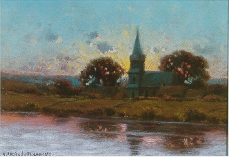 Hiram Peabody Flagg : Sunset of the Church Steeple, 1893