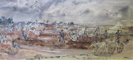 Thomas Hennell : Coolies draining and levelling near Pegu, Burma, 1945