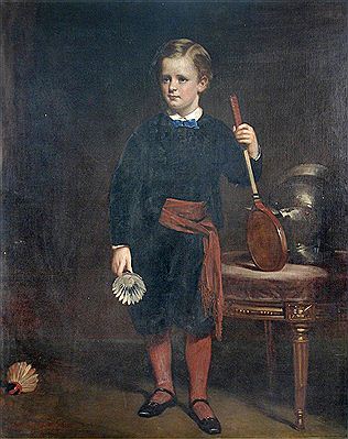 Daniel Macnee : Portrait of Master John Stevenson Stewart, with a Badminton Racquet and Shuttlecocks