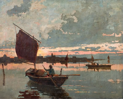 Pietro Fragiacomo : Atardecer en Venecia