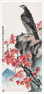 Shibai Lou : EAGLE WITH RED LEAVES