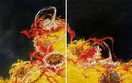 Shuang Lei : GOLDEN AND RED PAINTINGS NO.2 (2 PIECES)