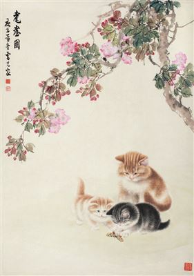 Kejian Cao : CAT AND FLOWERS