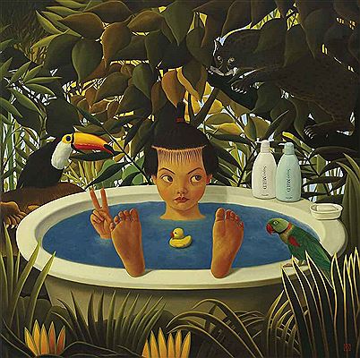 Mitsuru Watanabe : In the Rousseau's forest Naoko takes a bath