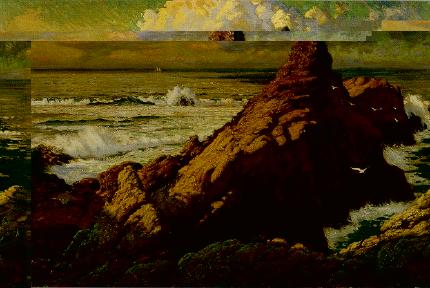 Richard Langtry Partington : Rock in Sea, Sailing Ship