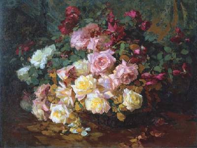 Franz Arthur Bischoff : A Mixed Bouquet of Roses