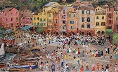 Michele Cascella : Piazza di Portofino