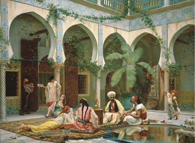 Gustave Clarence Rodolphe Boulanger : La Cour du Palais de Dar Khdaouedj El Amia, Alger