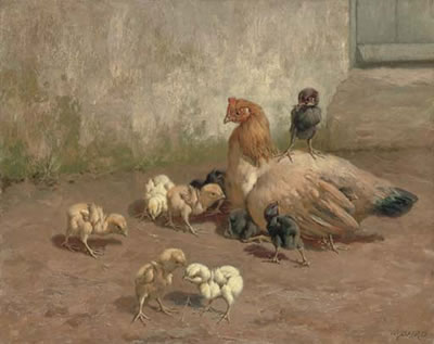 William Baptiste Baird : All My Own-A Hen with her Chicks