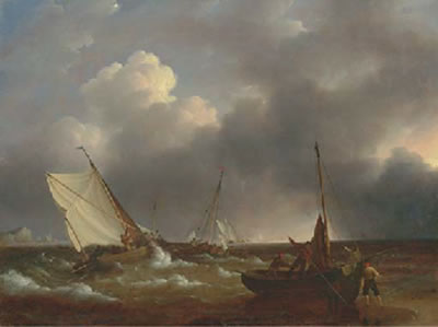 John H Wilson : Fishing boats coming ashore in the channel