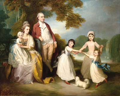 Thomas Beach : A gentleman and lady with their children in a landscape