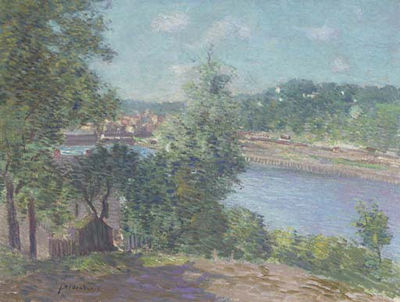 J Alden Weir : River Scene Near Norwich, Connecticut