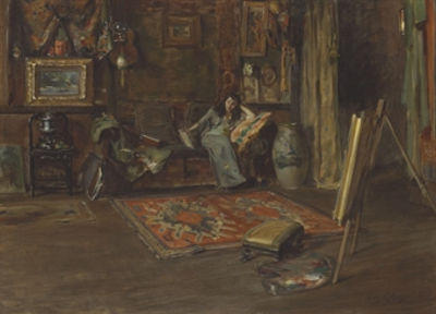 Irving Ramsey Wiles : INTERIOR OF WILLIAM MERRITT CHASE'S TENTH STREET STUDIO