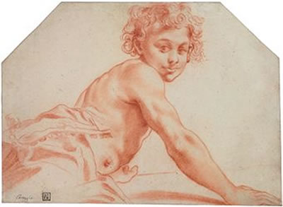 Pietro Faccini : A seated male youth, his torso bare