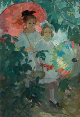 Martha Walter : Children with Japanese Parasols