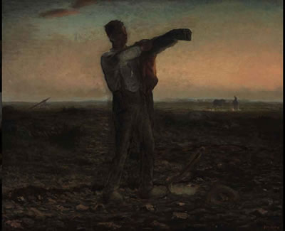 Jean-Francois Millet : La fin de la journée; effect du soir