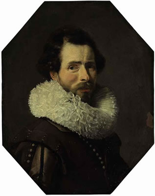 Thomas Hendrick Keyser : Portrait of a gentleman, bust-length, in a brown doublet and ruff