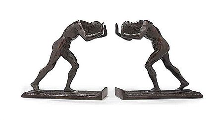 Isidore Konti : 'Pushing Men': A Pair of Bookends