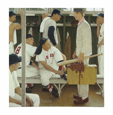 Norman Rockwell : The Rookie (Red Sox Locker Room)