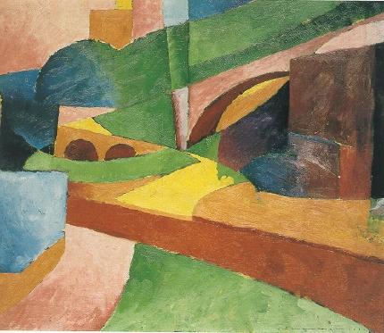 Morton Livingston Schamberg : Untitled (Landscape with Bridge)