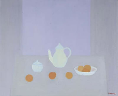 Jan Hoogsteyns : Still life with fruit and a teapot