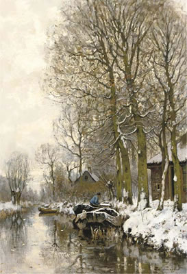 Petrus Paulus Schiedges I : Along a snowcovered stream