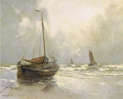 Henk Dekker : Shrimpfishers in the surf