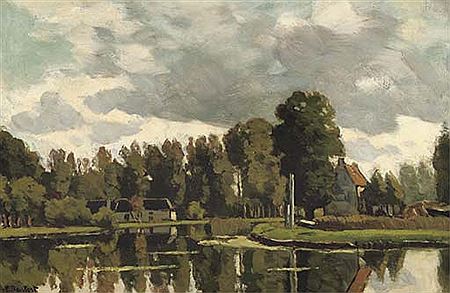 Nicolaas Syvert Bastert : Bij Hinderdam: the river Vecht between Weesp and Nederhorst den Berg in summer