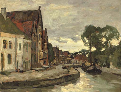 Charles Dankmeijer : A Canal in Hoorn