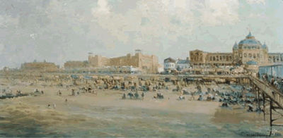 Gerardus Johannes Delfgaauw : A Summer's Day on Scheveningen Beach by the Kurhaus