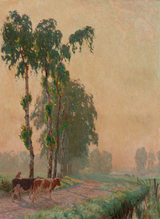 Johannes (Johan) Meijer : Vroege Morgen: Leading the Cattle to Pasture