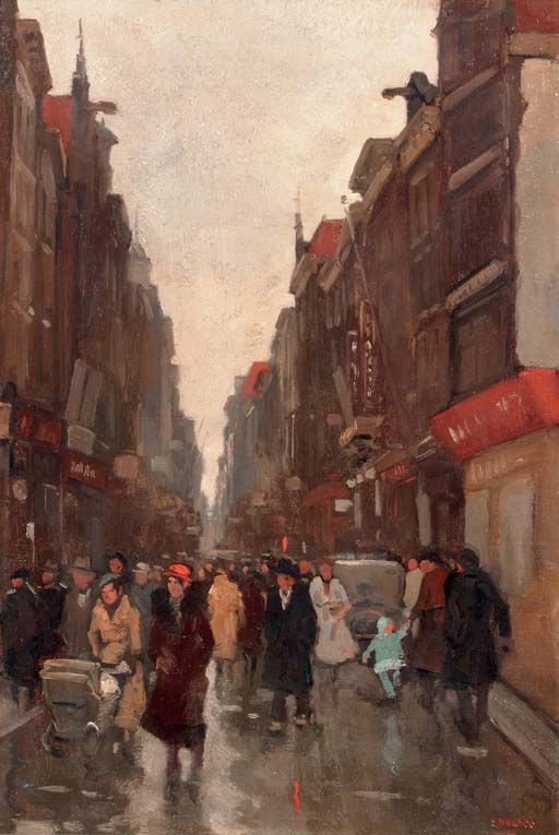 Cornelis Noltee : A Busy Shopping Street