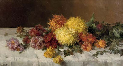 Chris Van Der Windt : Colourful flowers on a table