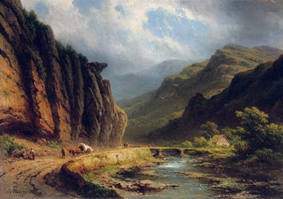 Johannes Hilverdink : Travellers on a mountain track